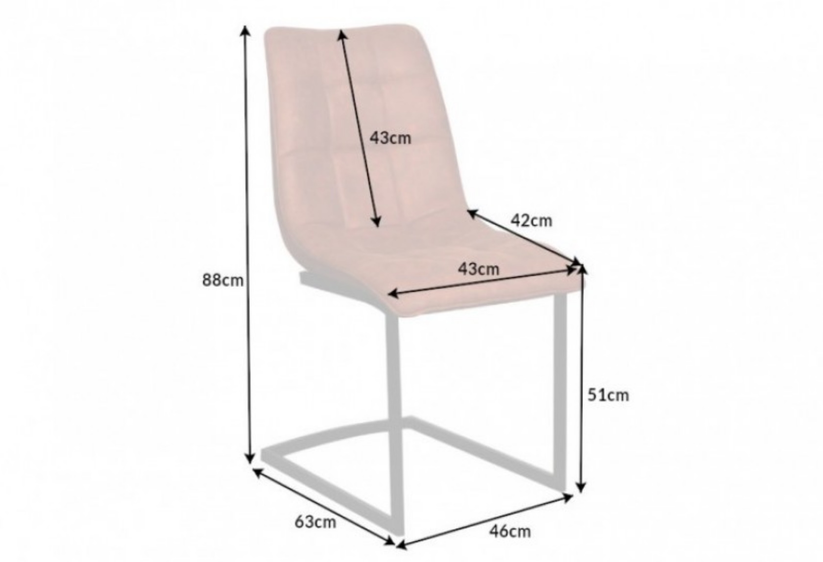 krzesło z mikrofibry brązowe na  płozach, wymiary